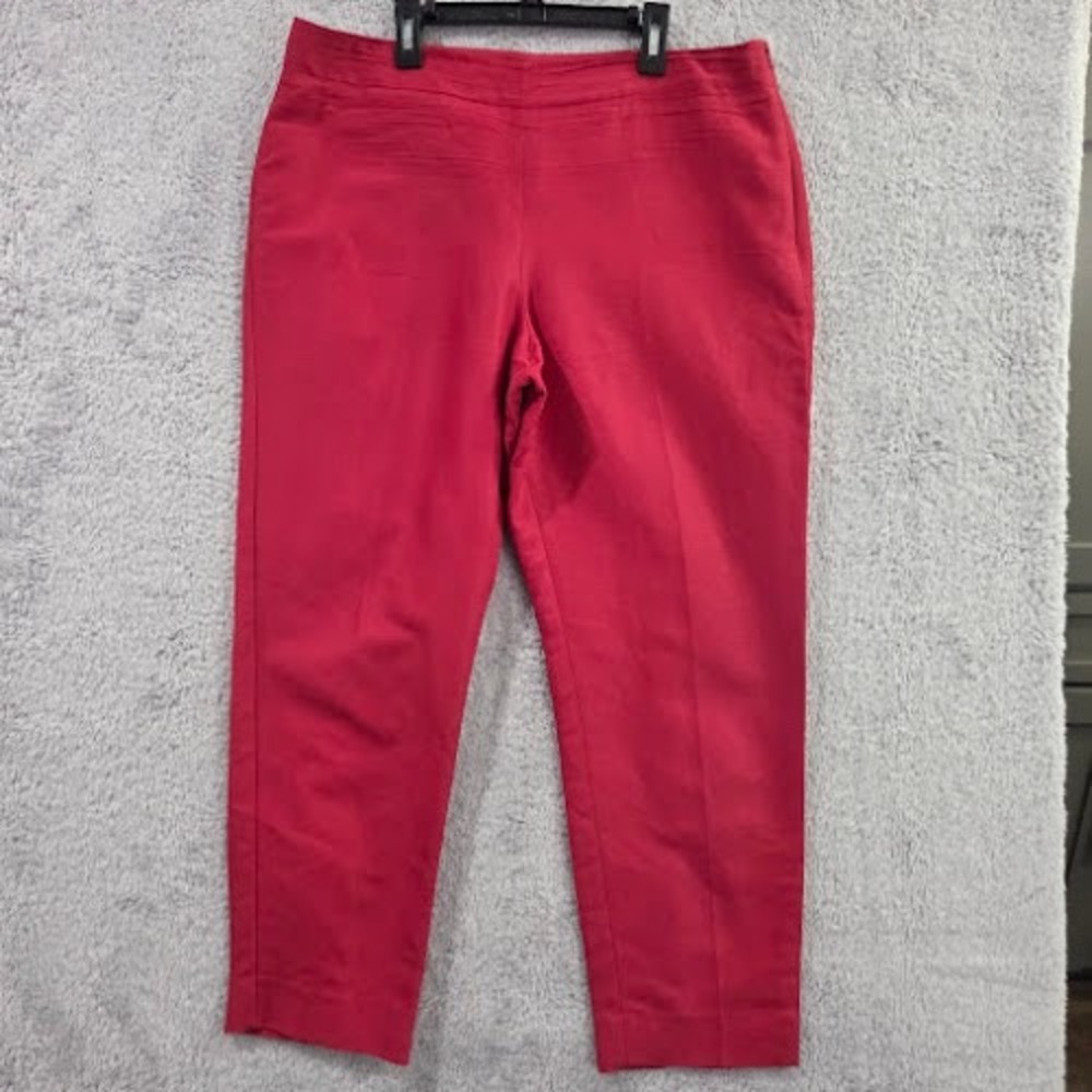 Talbots Curvy Pants Women's 12 Mauve Berry Pink Cotton Silk Side Zip Ankle Crop